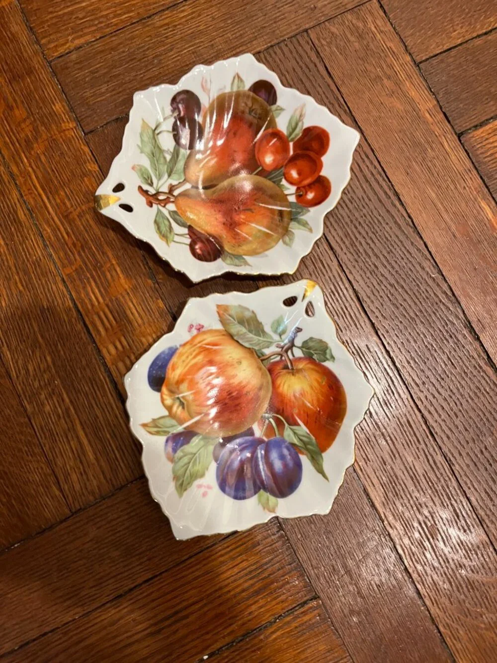 Vintage Mitterteich Bavaria Porcelain Dishes Set of TWO - Fruit Motif Germany